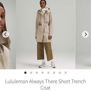 Lululemon Always There Short Trench Coat Jacket 8 Raw Linen Beige